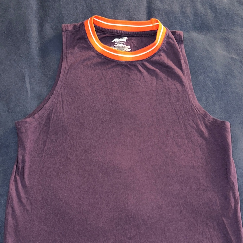 Avia Dark Purple Cotton Top with Orange Trim